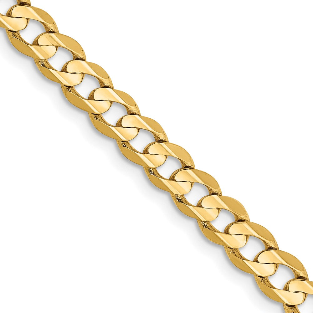 14K Yellow Gold 4.5mm Open Concave Curb Chain Necklace