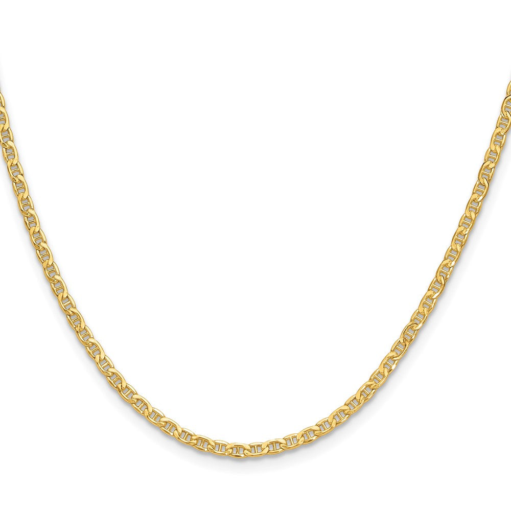18 Inch 14K Yellow Gold 2.4mm Semi Solid Anchor Chain Necklace