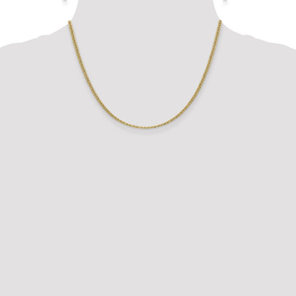 18 Inch 14K Yellow Gold 2.4mm Semi Solid Anchor Chain Necklace