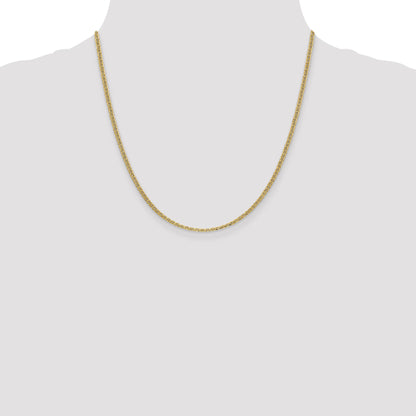 2 Inch 14K Yellow Gold 2.4mm Semi Solid Anchor Chain Necklace
