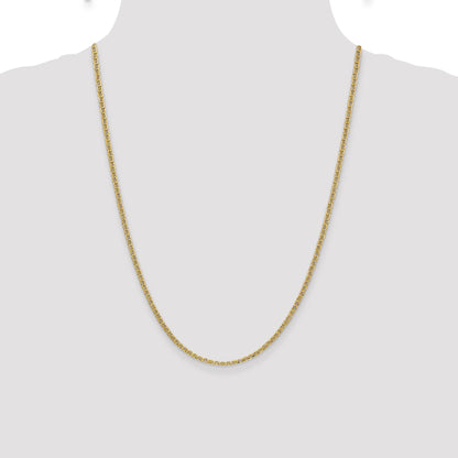 24 Inch 14K Yellow Gold 2.4mm Semi Solid Anchor Chain Necklace