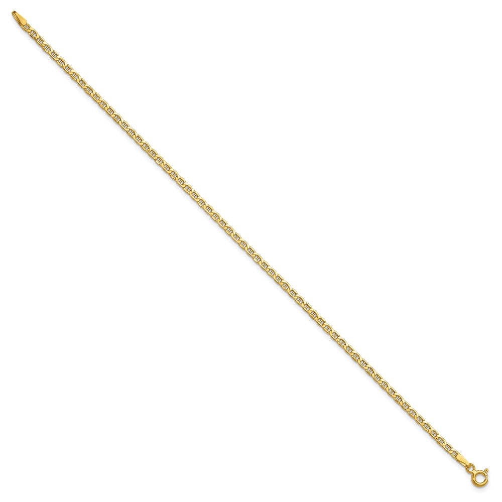 8 Inch 14K Yellow Gold 2.4mm Semi Solid Anchor Chain Bracelet
