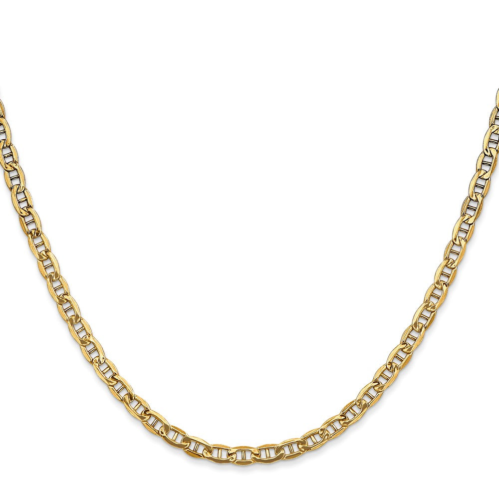 22 Inch 14K Yellow Gold 3.2mm Semi Solid Anchor Chain Necklace