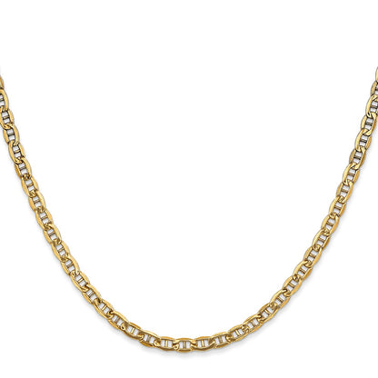 16 Inch 14K Yellow Gold 3.2mm Semi Solid Anchor Chain Necklace