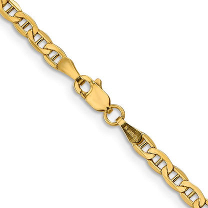 18 Inch 14K Yellow Gold 3.2mm Semi Solid Anchor Chain Necklace