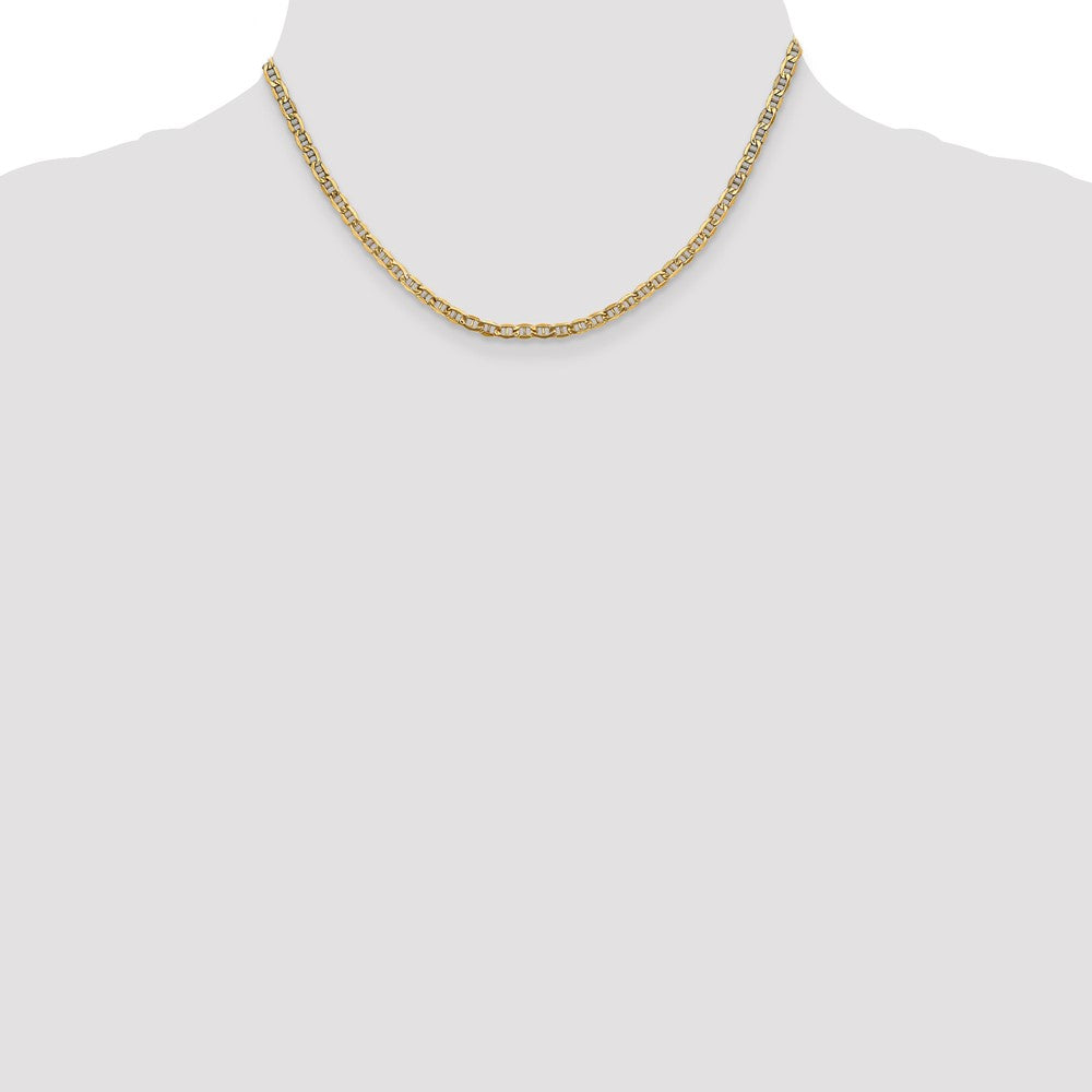 16 Inch 14K Yellow Gold 3.2mm Semi Solid Anchor Chain Necklace