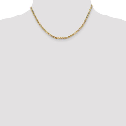 16 Inch 14K Yellow Gold 3.2mm Semi Solid Anchor Chain Necklace