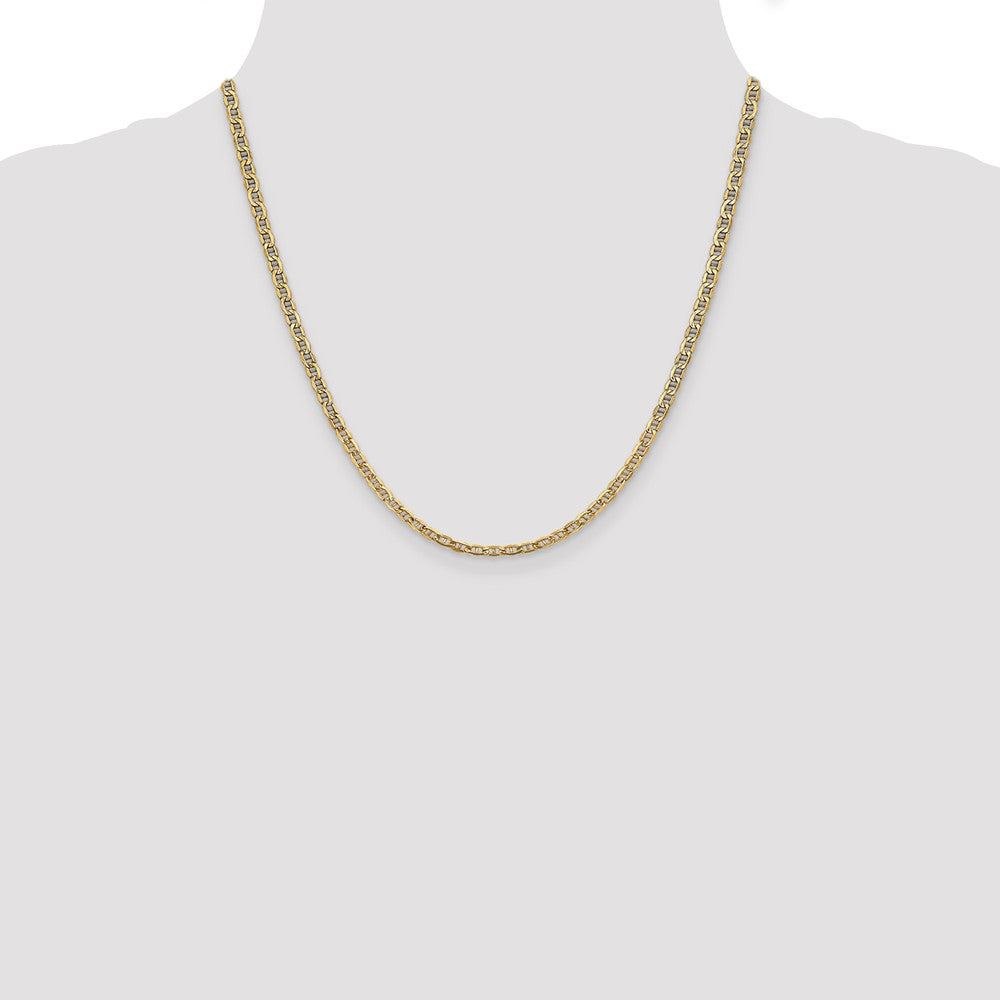 2 Inch 14K Yellow Gold 3.2mm Semi Solid Anchor Chain Necklace