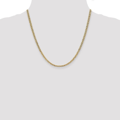 2 Inch 14K Yellow Gold 3.2mm Semi Solid Anchor Chain Necklace