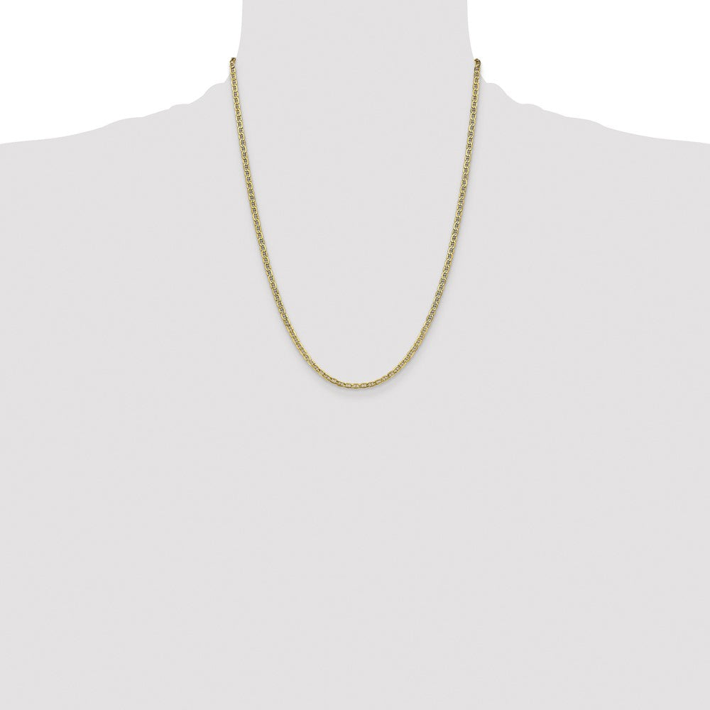 22 Inch 14K Yellow Gold 3.2mm Semi Solid Anchor Chain Necklace