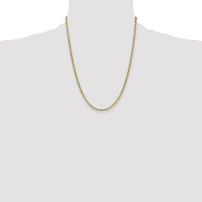 22 Inch 14K Yellow Gold 3.2mm Semi Solid Anchor Chain Necklace