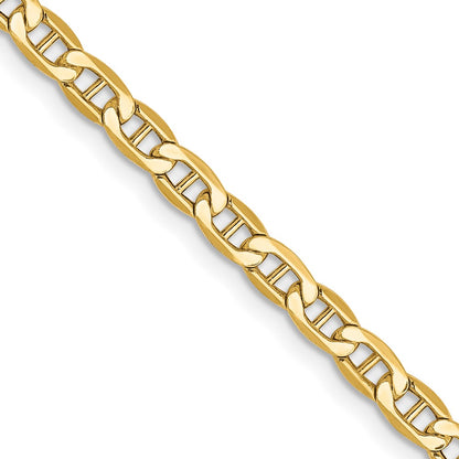 18 Inch 14K Yellow Gold 3.2mm Semi Solid Anchor Chain Necklace