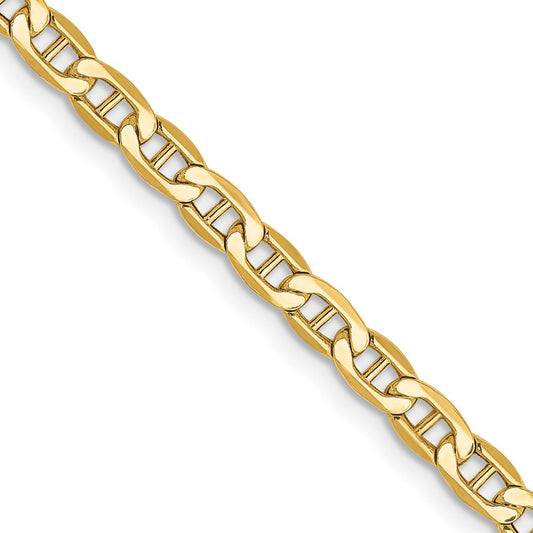 24 Inch 14K Yellow Gold 3.2mm Semi Solid Anchor Chain Necklace