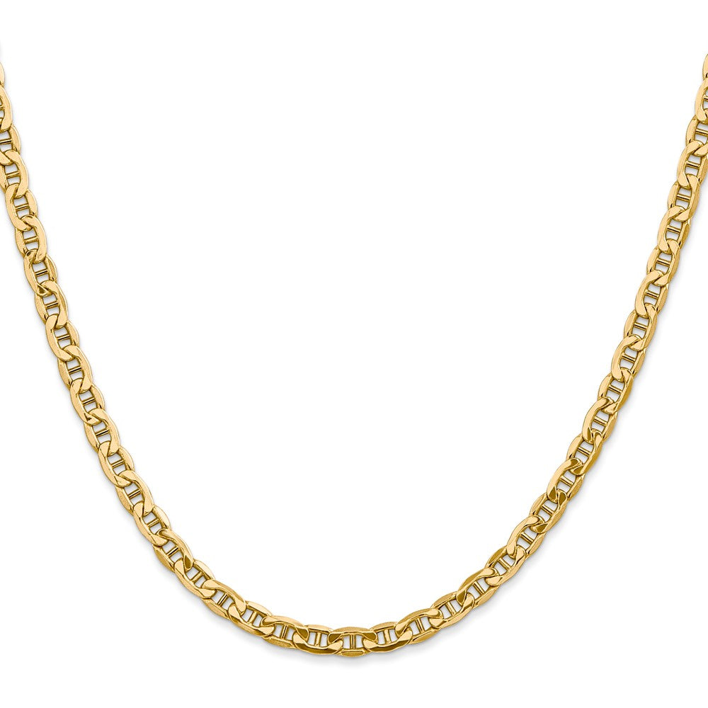 2 Inch 14K Yellow Gold 4mm Semi Solid Anchor Chain Necklace