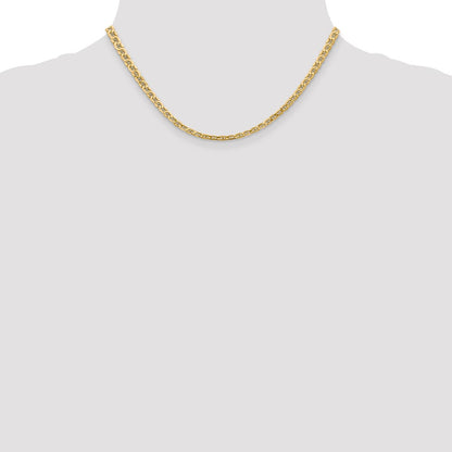 16 Inch 14K Yellow Gold 4mm Semi Solid Anchor Chain Necklace