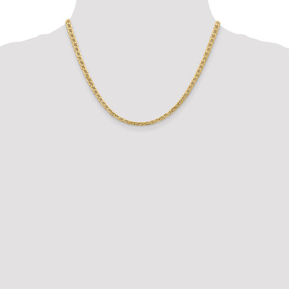 18 Inch 14K Yellow Gold 4mm Semi Solid Anchor Chain Necklace