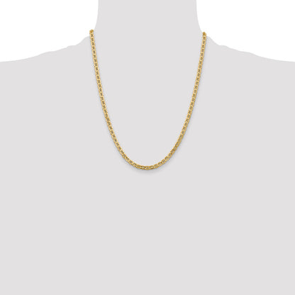 22 Inch 14K Yellow Gold 4mm Semi Solid Anchor Chain Necklace