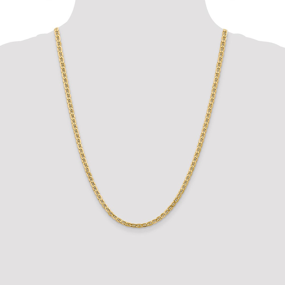 24 Inch 14K Yellow Gold 4mm Semi Solid Anchor Chain Necklace