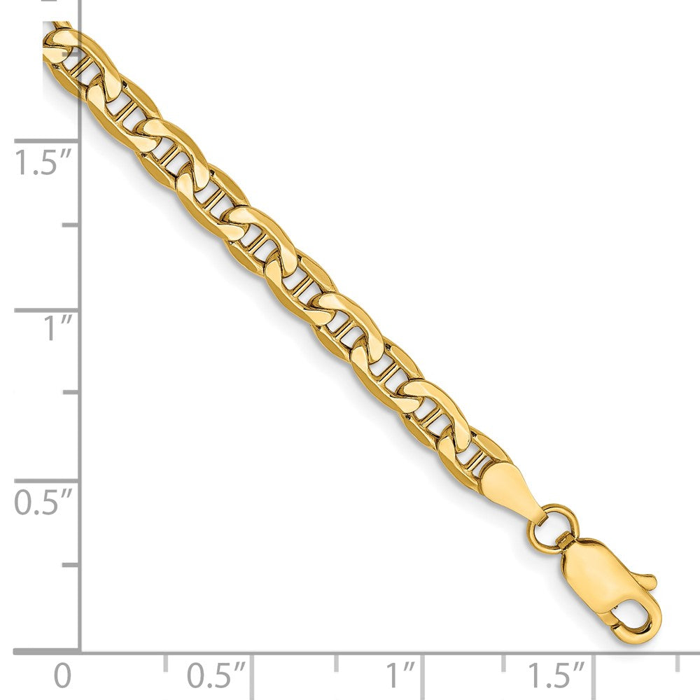 8 Inch 14K Yellow Gold 4mm Semi Solid Anchor Chain Bracelet