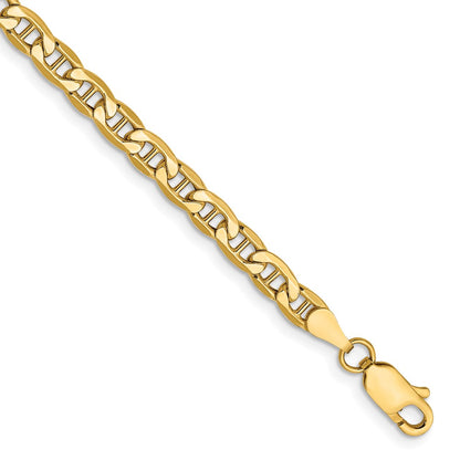 8 Inch 14K Yellow Gold 4mm Semi Solid Anchor Chain Bracelet