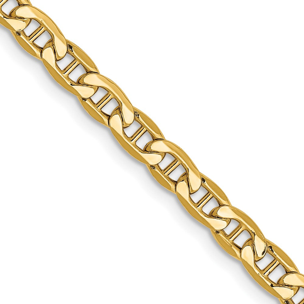 22 Inch 14K Yellow Gold 4mm Semi Solid Anchor Chain Necklace