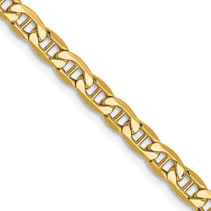 24 Inch 14K Yellow Gold 4mm Semi Solid Anchor Chain Necklace