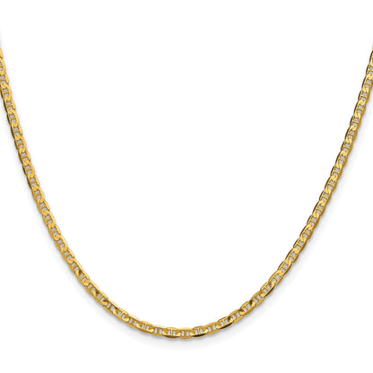 22 Inch 14K Yellow Gold 2.4mm Concave Anchor Chain Necklace