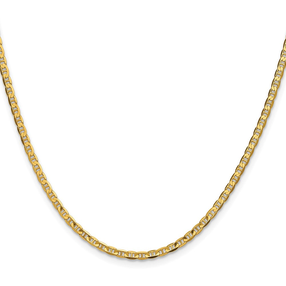 18 Inch 14K Yellow Gold 2.4mm Concave Anchor Chain Necklace