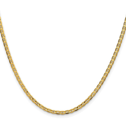 18 Inch 14K Yellow Gold 2.4mm Concave Anchor Chain Necklace