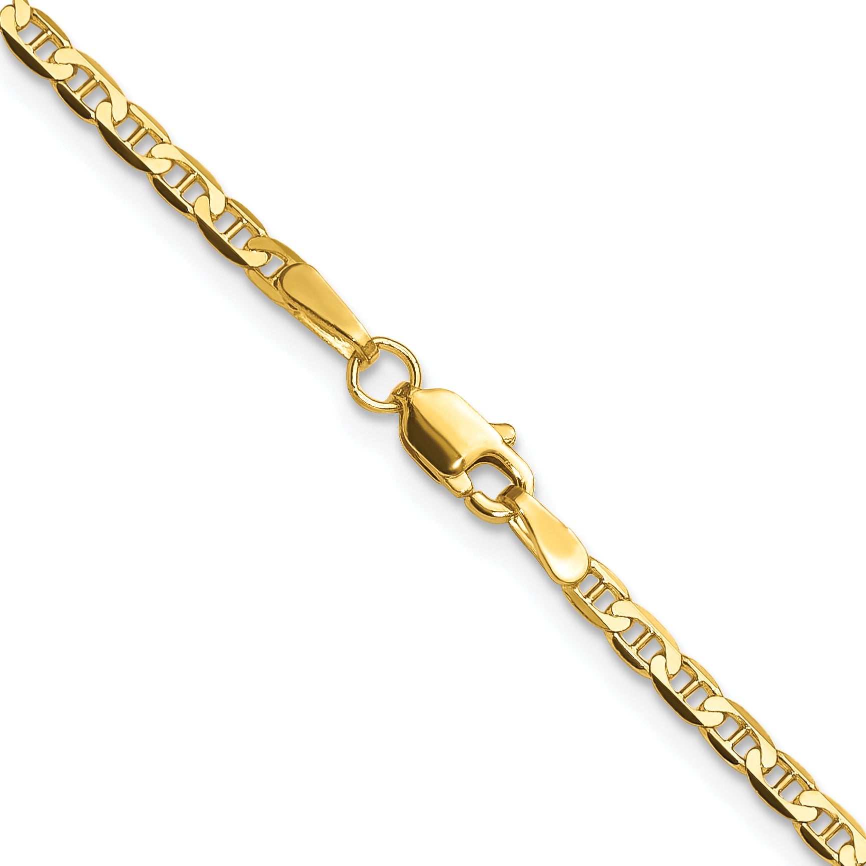 22 Inch 14K Yellow Gold 2.4mm Concave Anchor Chain Necklace