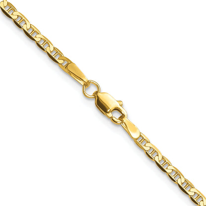 22 Inch 14K Yellow Gold 2.4mm Concave Anchor Chain Necklace