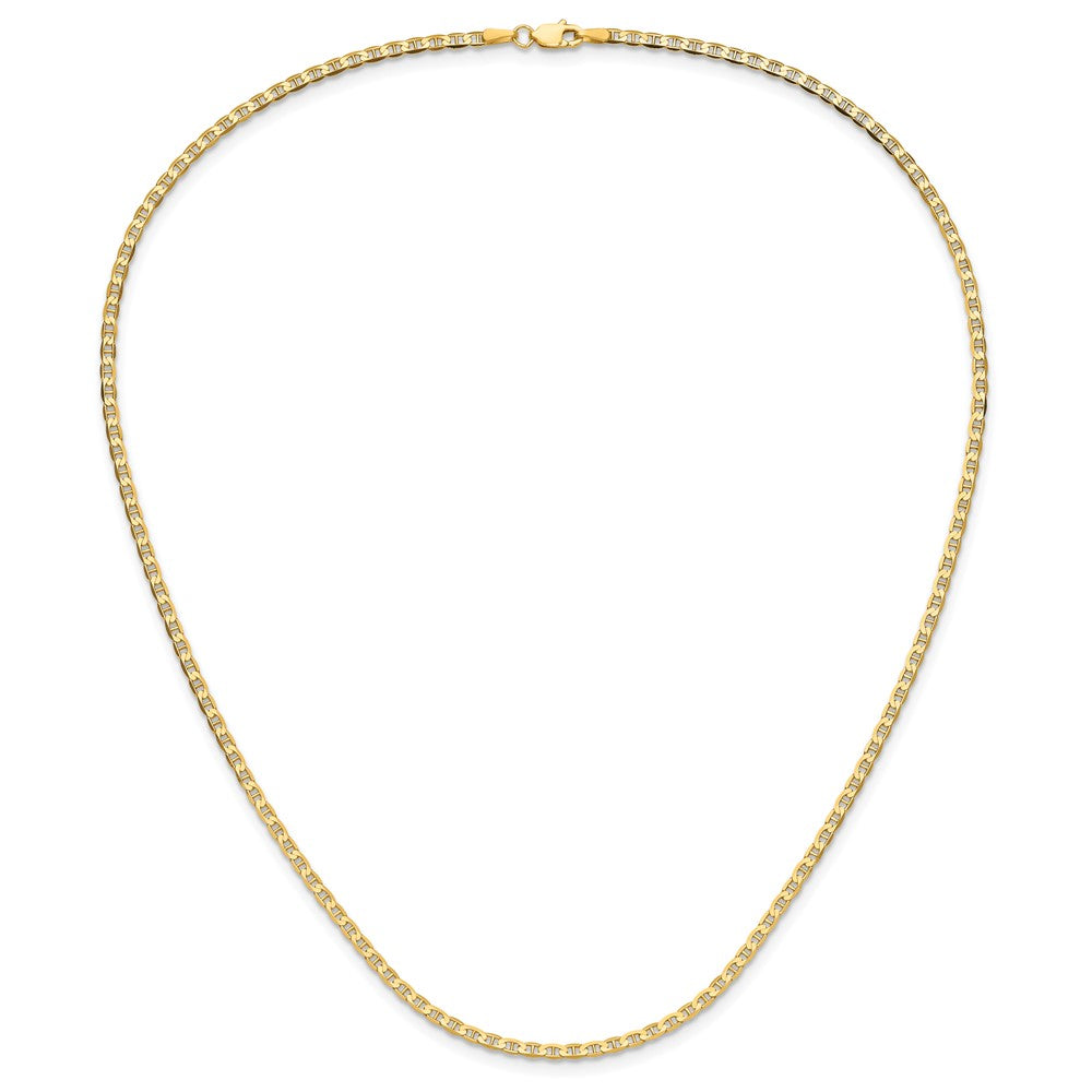 18 Inch 14K Yellow Gold 2.4mm Concave Anchor Chain Necklace