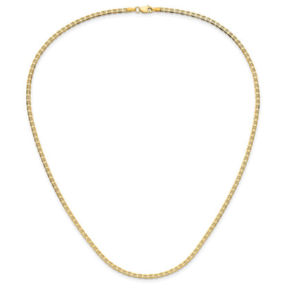 18 Inch 14K Yellow Gold 2.4mm Concave Anchor Chain Necklace