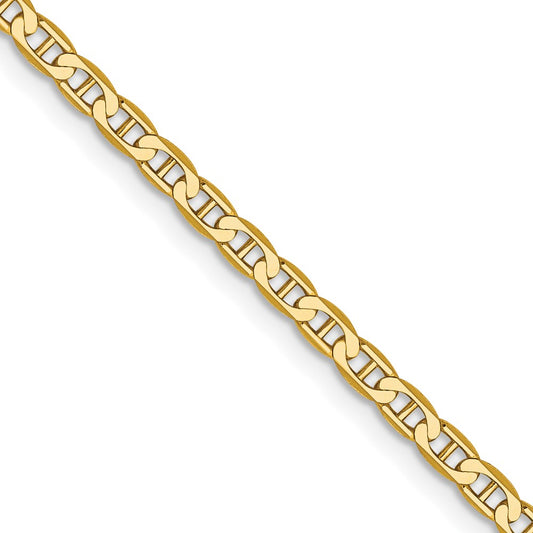 2 Inch 14K Yellow Gold 2.4mm Concave Anchor Chain Necklace