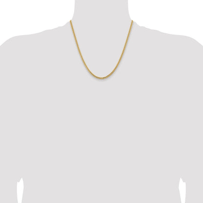 2 Inch 14K Yellow Gold 3.5mm Solid Miami Cuban Chain Necklace