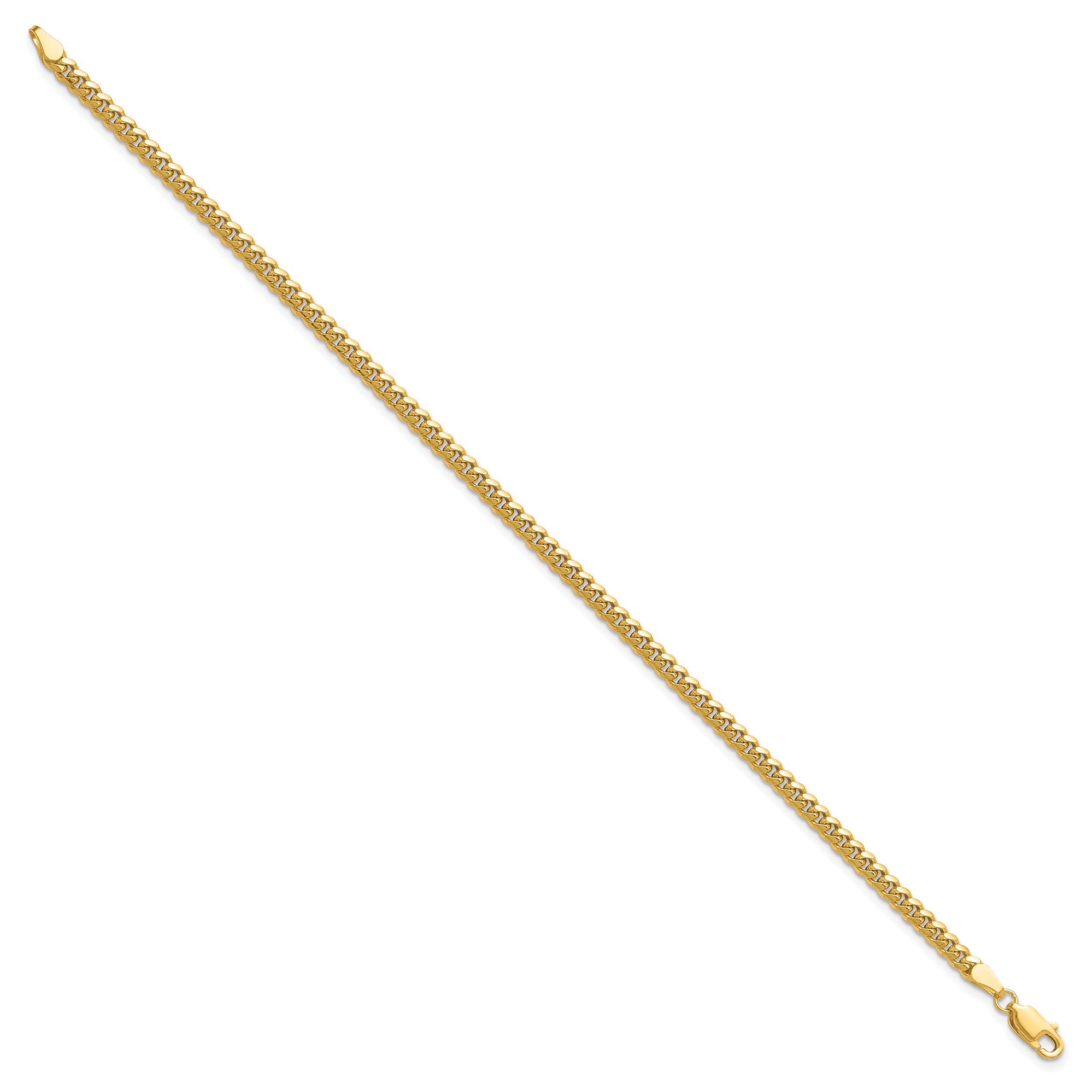 8 Inch 14K Yellow Gold 3.5mm Solid Miami Cuban Chain Bracelet
