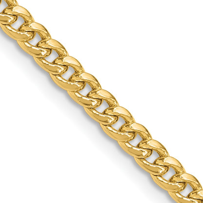 2 Inch 14K Yellow Gold 3.5mm Solid Miami Cuban Chain Necklace