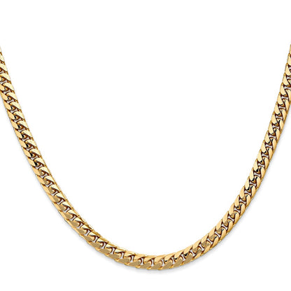 22 Inch 14K Yellow Gold 4.3mm Solid Miami Cuban Chain Necklace
