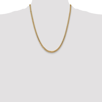 22 Inch 14K Yellow Gold 4.3mm Solid Miami Cuban Chain Necklace