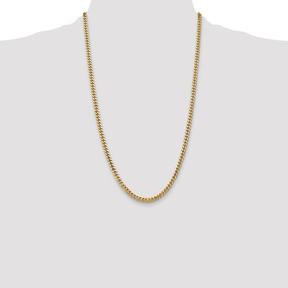 26 Inch 14K Yellow Gold 4.3mm Solid Miami Cuban Chain Necklace