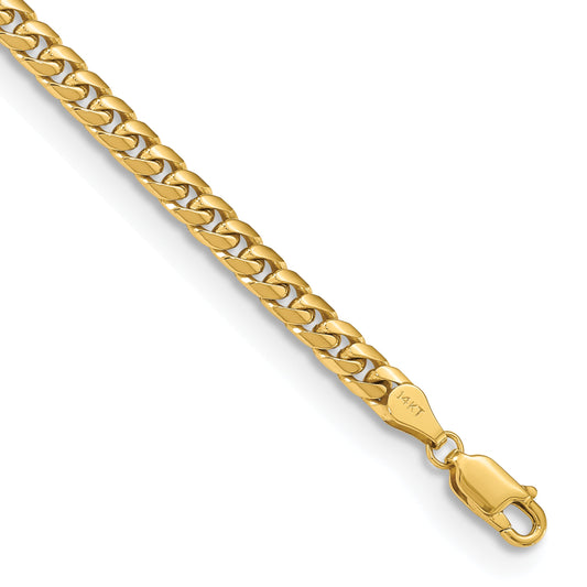 7 Inch 14K Yellow Gold 4.3mm Solid Miami Cuban Chain Bracelet