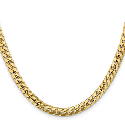 24 Inch 14K Yellow Gold 5.5mm Solid Miami Cuban Chain Necklace