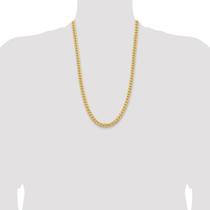 26 Inch 14K Yellow Gold 6.75mm Solid Miami Cuban Chain Necklace