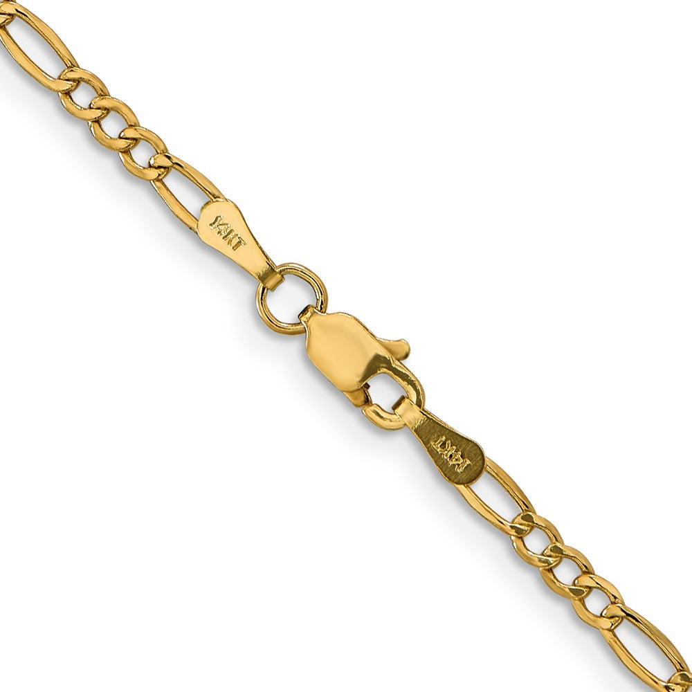 16 Inch 14K Yellow Gold 2.5mm Semi Solid Figaro Chain Necklace
