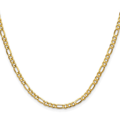 2 Inch 14K Yellow Gold 3.5mm Semi Solid Figaro Chain Necklace
