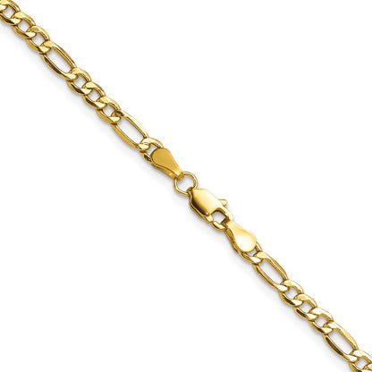 24 Inch 14K Yellow Gold 3.5mm Semi Solid Figaro Chain Necklace