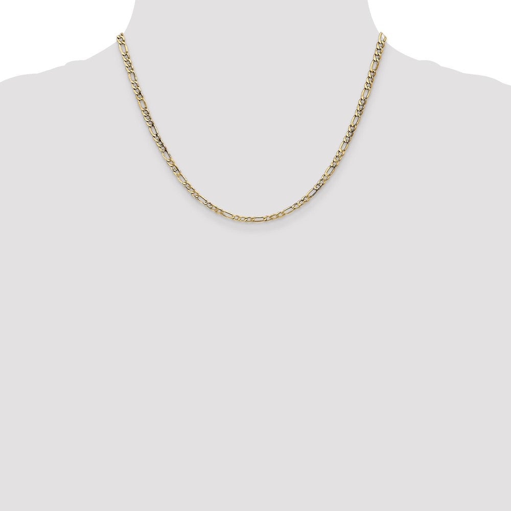 18 Inch 14K Yellow Gold 3.5mm Semi Solid Figaro Chain Necklace
