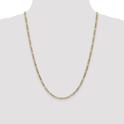 24 Inch 14K Yellow Gold 3.5mm Semi Solid Figaro Chain Necklace