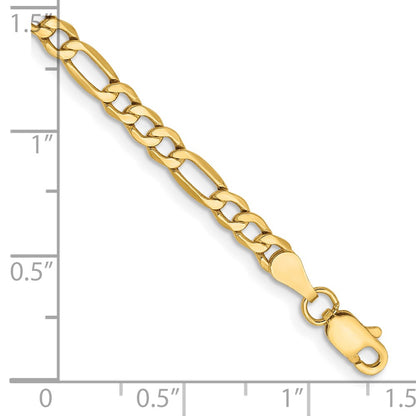 8 Inch 14K Yellow Gold 3.5mm Semi Solid Figaro Chain Bracelet