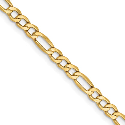 18 Inch 14K Yellow Gold 3.5mm Semi Solid Figaro Chain Necklace